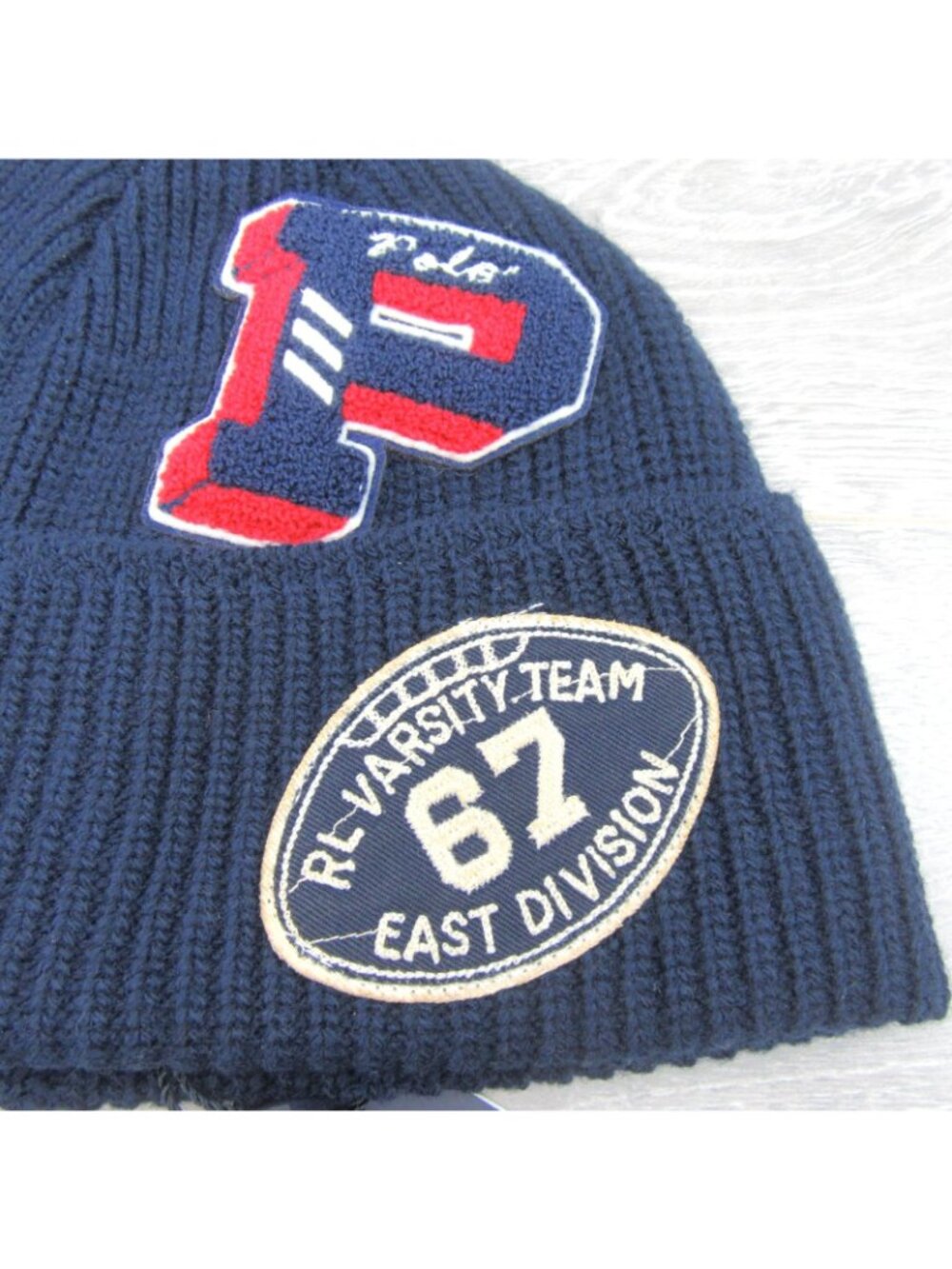Polo Ralph Lauren RL Varsity Team Tiger Skull Beanie Cap One Size Fit Navy NWOT - Picture 4 of 6